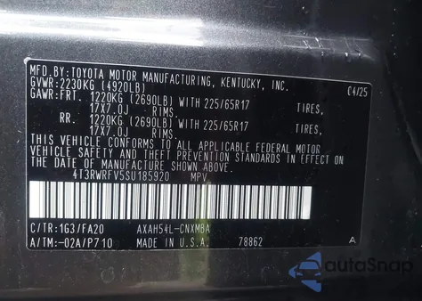 2025 Toyota Rav4 Xle z USA, uszkodzony, nr VIN 4T3RWRFV5SU185920